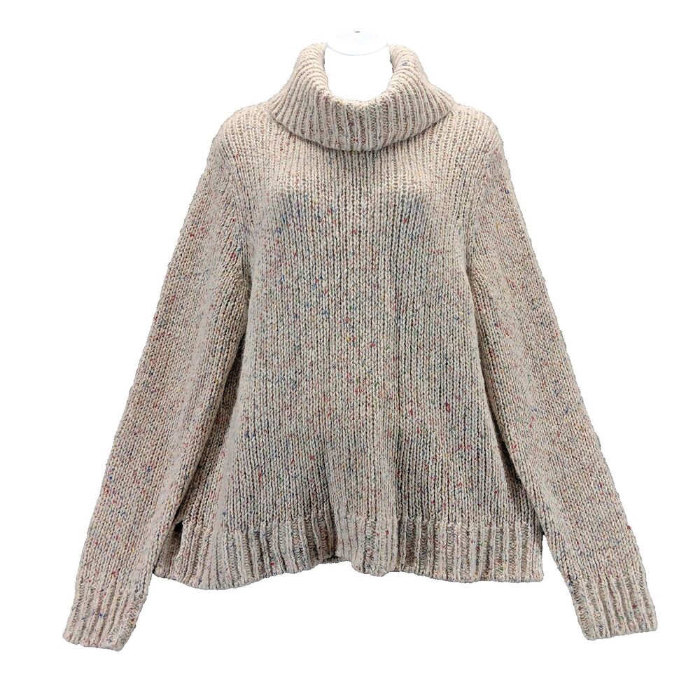 Talbots Chunky Knit Wool Silk Mohair Sweater Turtleneck Multicolor Sz XL